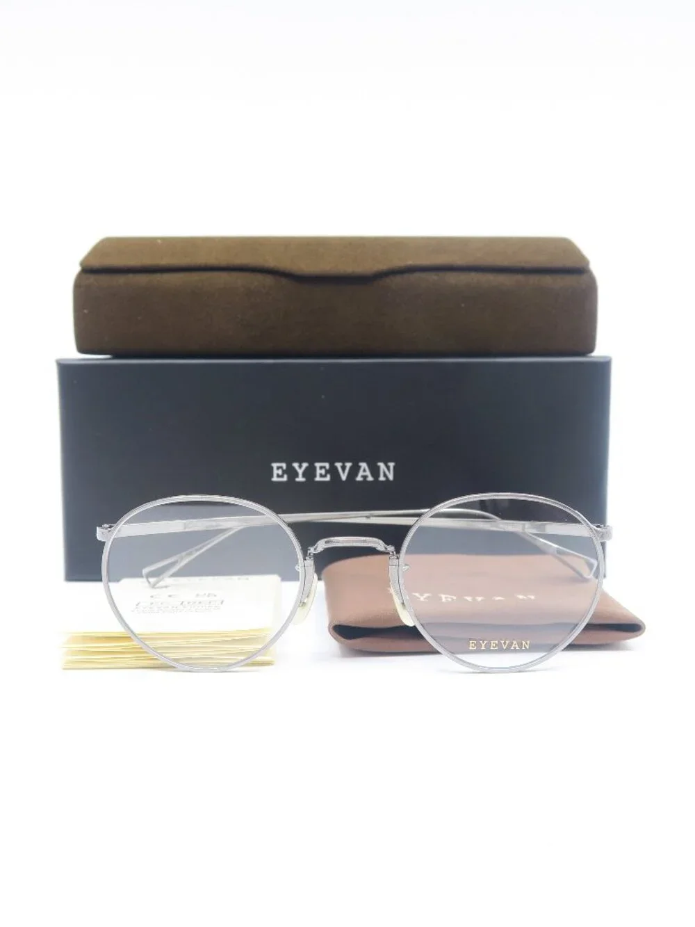 Eyevan POND 46P 23K  Pewter Gray,  New Men's Round Eyeglasses Frames.